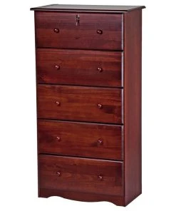 Palace Imports 100% Solid Wood 5-Super Jumbo Drawer Chest With Lock, Mahogany
