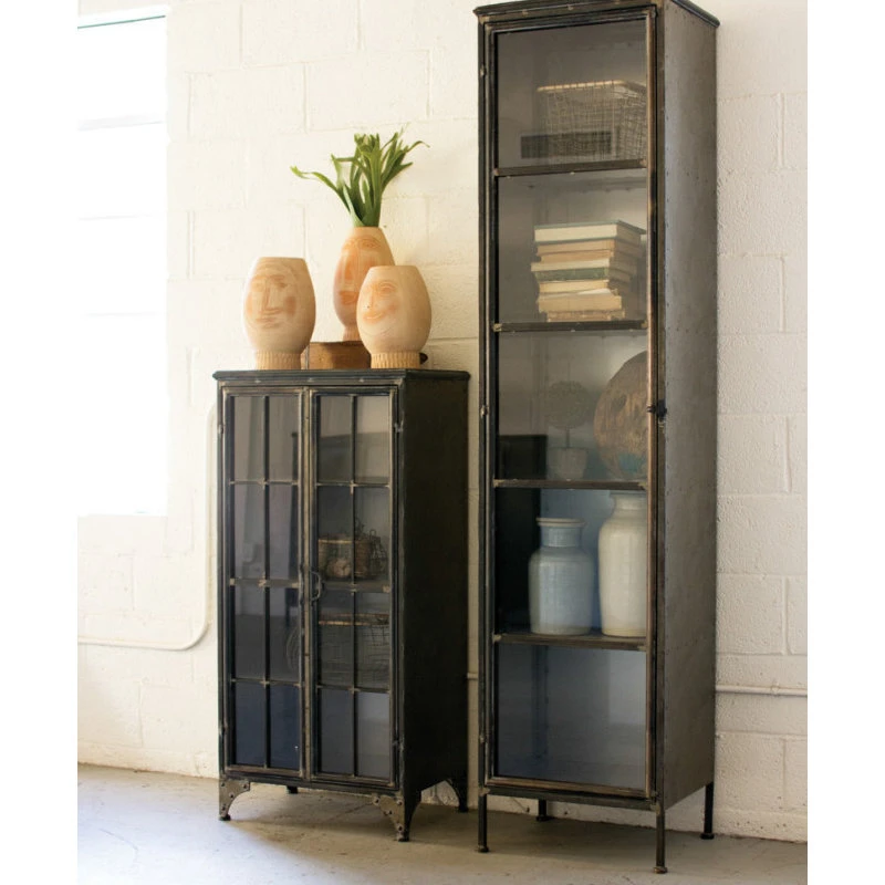 Kalalou, Inc. Iron And Glass Two Door Apothecary Cabinet 2 Kalalou, Inc. Iron And Glass Two Door Apothecary Cabinet - Image 2