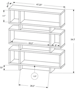 Monarch Specialties Bookshelf, Bookcase, Etagere, 4 Tier, 55"H, Office, Bedroom, Laminate, Gray -Palace-shop 2dd1b46509fd0c8b 3926 w800 h800 b1 p0