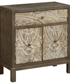 Coast To Coast Imports, LLC Coast To Coast One Drawer Two Door Cabinet In Treasures Weathered Natural 13609