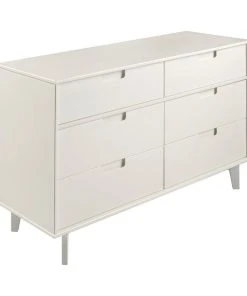 Walker Edison 6-Drawer Groove Handle Wood Dresser - White