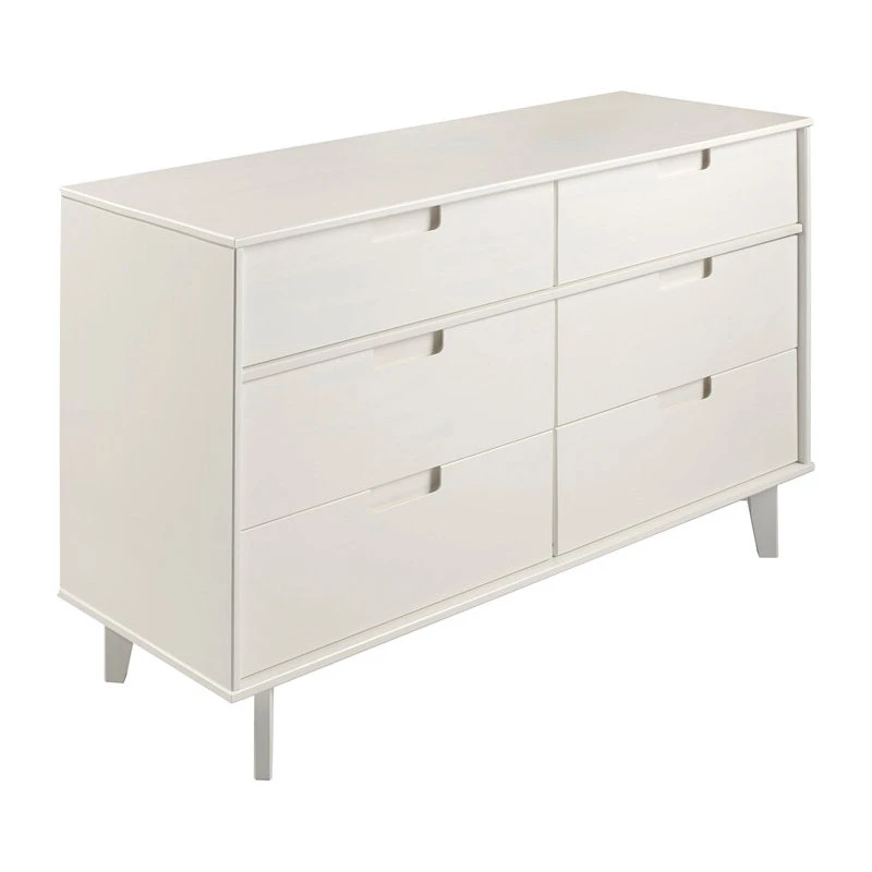 Walker Edison 6-Drawer Groove Handle Wood Dresser - White 1 Walker Edison 6-Drawer Groove Handle Wood Dresser - White