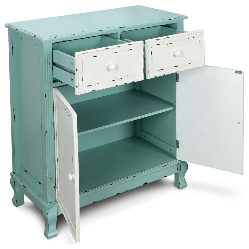 Belleze 34" Two Drawer, Two Door Cabinet, Antique Blue 3 Belleze 34" Two Drawer, Two Door Cabinet, Antique Blue - Image 3
