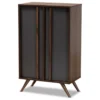 Baxton Studio Naoki Modern Two, Tone Gray Walnut Finished Wood 2, Door Shoe Cabinet