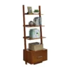 Convenience Concepts American Heritage Ladder Bookcase With File Drawer In Warm Cherry Wood Finish