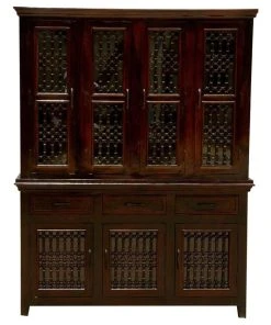 Sierra Living Concepts Inc Harold Traditional Rustic Solid Wood Iron Grill Dining Room Hutch