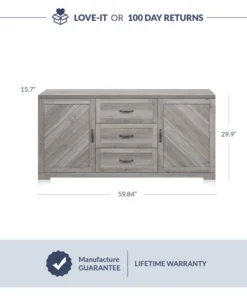 Belleze Sideboard, Console Table Or Buffet With Three Drawers & Four Shelves, Gray Wash 11 Belleze Sideboard, Console Table Or Buffet With Three Drawers & Four Shelves, Gray Wash -Palace-shop 34e1f6fc02a30a71 5132 w800 h800 b1 p0