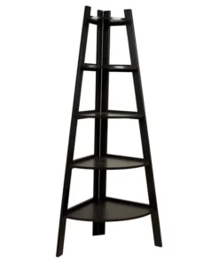 Danya B 5 Tier Corner Ladder Display Bookshelf, Espresso