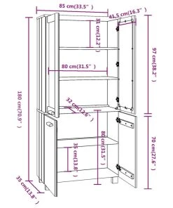 Vida XL International B.V. VidaXL Solid Wood Pine Highboard White Wooden Console Side Cabinet Furniture -Palace-shop 359129ef02f88e08 6445 w800 h800 b1 p0