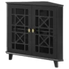 Walker Edison Gwen Fretwork Corner Accent Cabinet - Black
