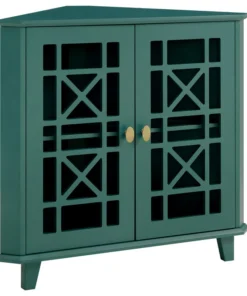 Walker Edison Gwen Fretwork Corner Accent Cabinet - Dark Teal