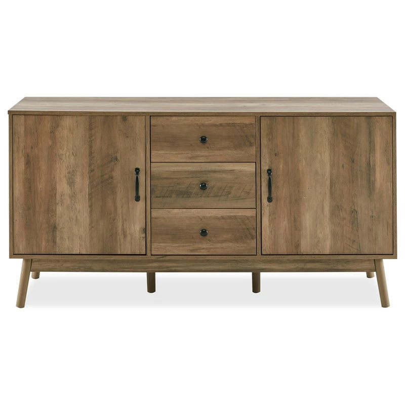 Belleze Sideboard Buffet TV Stand Storage Entertainment Center, Rustic Oak, 57" 3 Belleze Sideboard Buffet TV Stand Storage Entertainment Center, Rustic Oak, 57" - Image 3