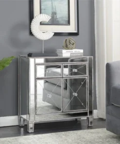 Convenience Concepts Gold Coast Vineyard Mirrored Glass Cabinet- Weathered Gray -Palace-shop 38218ee90b96a600 3971 w800 h800 b0 p0