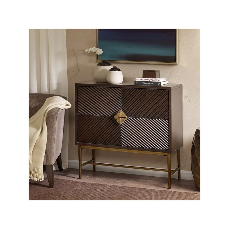 Olliix Madison Park Isabel Hand-Carved 2-Drawer Modern Midcentury Chest, Brown 2 Olliix Madison Park Isabel Hand-Carved 2-Drawer Modern Midcentury Chest, Brown - Image 2