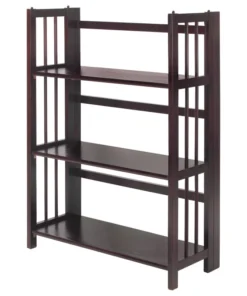Casual Home 3 Shelf Folding Bookcase, Espresso, Large, 3 Shelf