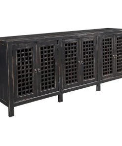 Crafters And Weavers Asbury Solid Wood 6 Door Antiqued Black Sideboard