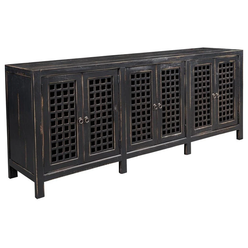 Crafters And Weavers Asbury Solid Wood 6 Door Antiqued Black Sideboard 1 Crafters And Weavers Asbury Solid Wood 6 Door Antiqued Black Sideboard