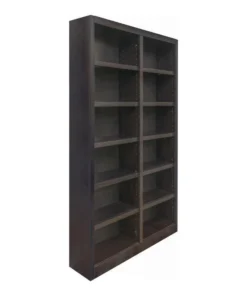 Concepts In Wood Traditional 84" Tall 12-Shelf Double Wide Wood Bookcase In Espresso