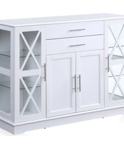 Belleze Ryland 47" Wood Storage Sideboard Buffet Cabinet Console Table, White