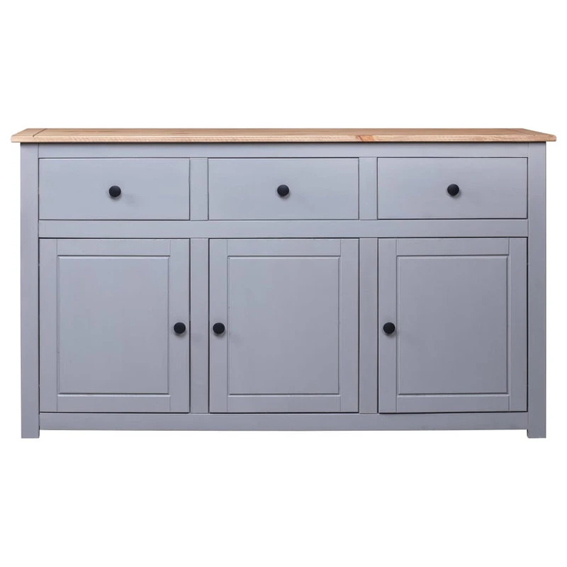 Vida XL International B.V. VidaXL Solid Wood Pine Sideboard Gray Panama Range Storage Cabinet Furniture 2 Vida XL International B.V. VidaXL Solid Wood Pine Sideboard Gray Panama Range Storage Cabinet Furniture - Image 2