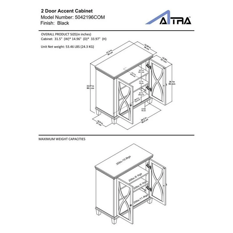 Ameriwood Home Ellington Double Door Accent Cabinet In Black 3 Ameriwood Home Ellington Double Door Accent Cabinet In Black - Image 3