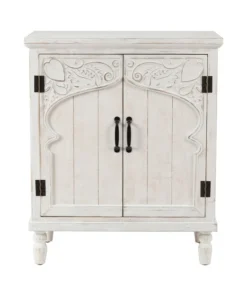 Luxen Home LuxenHome Farmhouse White Wood 2-Door Accent Storage Cabinet