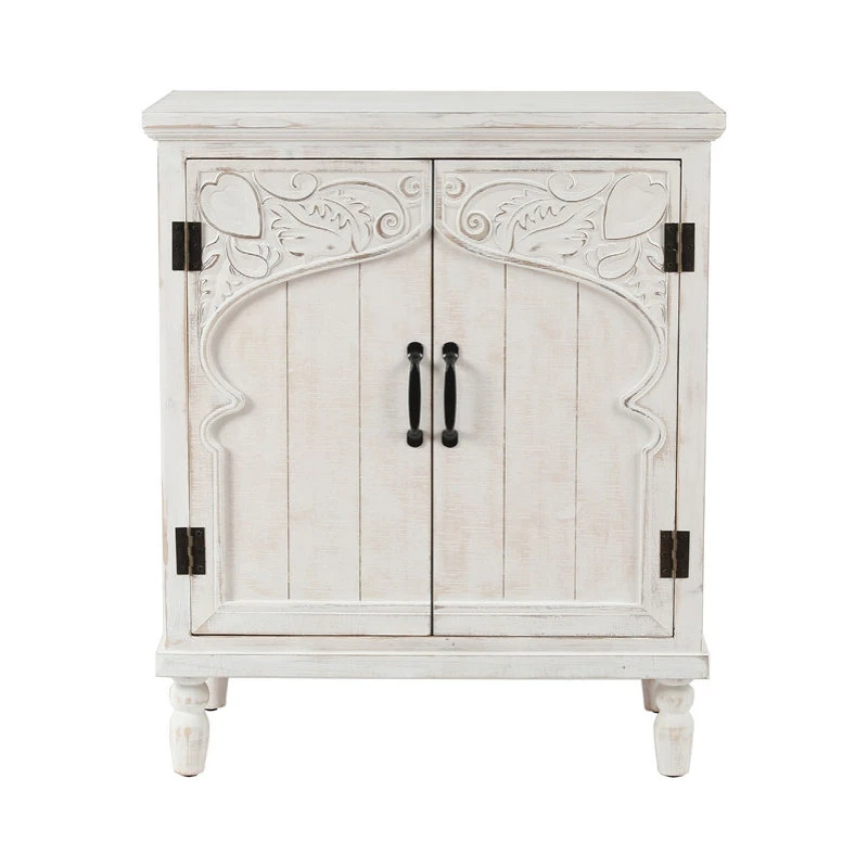 Luxen Home LuxenHome Farmhouse White Wood 2-Door Accent Storage Cabinet 1 Luxen Home LuxenHome Farmhouse White Wood 2-Door Accent Storage Cabinet