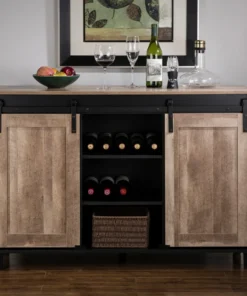 Glitzhome 47.20" Modern Industrial Black Large Sideboard With Natural Top -Palace-shop 40e19c810dd3bbb6 0926 w800 h800 b0 p0