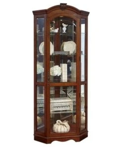 Beaumont Lane Corner Curio Cabinet In Medallion Cherry