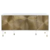 Meridian Furniture Bellissimo White Lacquer Sideboard/Buffet, Acrylic Legs, Gold Tips & Gold Finish