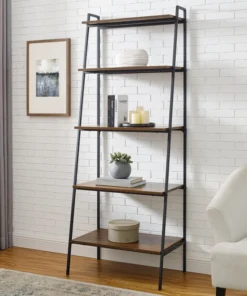 Walker Edison 72" Industrial Ladder Bookcase - Dark Walnut -Palace-shop 456130850f6e1c0d 1809 w800 h800 b0 p0