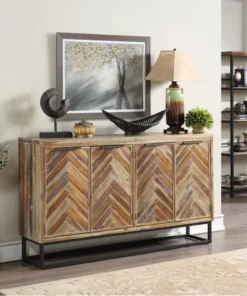 Coast To Coast Imports, LLC Vail Natural Browns Industrial Four Door Media Credenza -Palace-shop 4571931300cab17e 6272 w800 h800 b0 p0