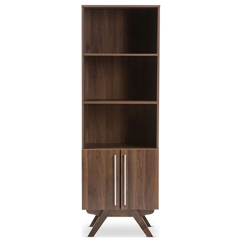 Wholesale Interiors Ashfield Mid-Century Modern Walnut Brown Finished Wood Bookcase 2 Wholesale Interiors Ashfield Mid-Century Modern Walnut Brown Finished Wood Bookcase - Image 2