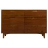 Walker Edison 6 Drawer Mid Century Modern Wood Dresser, Walnut
