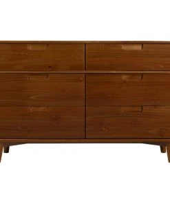 Walker Edison 6 Drawer Mid Century Modern Wood Dresser, Walnut