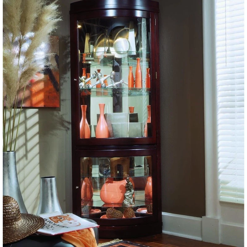 Pulaski Furniture Pulaski Chocolate Cherry Corner Curio 2 Pulaski Furniture Pulaski Chocolate Cherry Corner Curio - Image 2