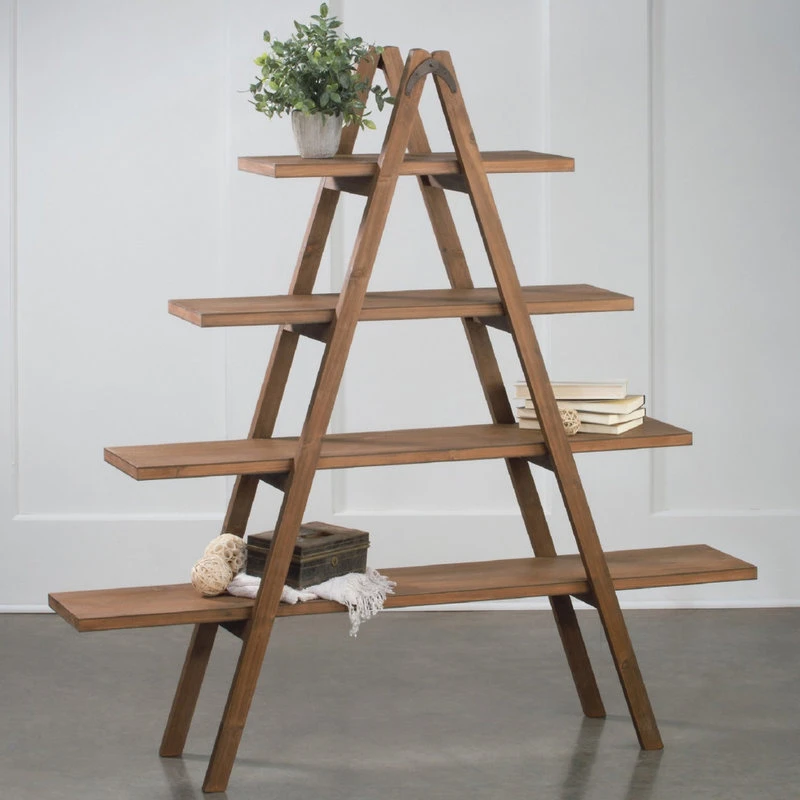 Tripar International Inc 4 Tier A-Frame Wooden Display Shelf, Brown 2 Tripar International Inc 4 Tier A-Frame Wooden Display Shelf, Brown - Image 2
