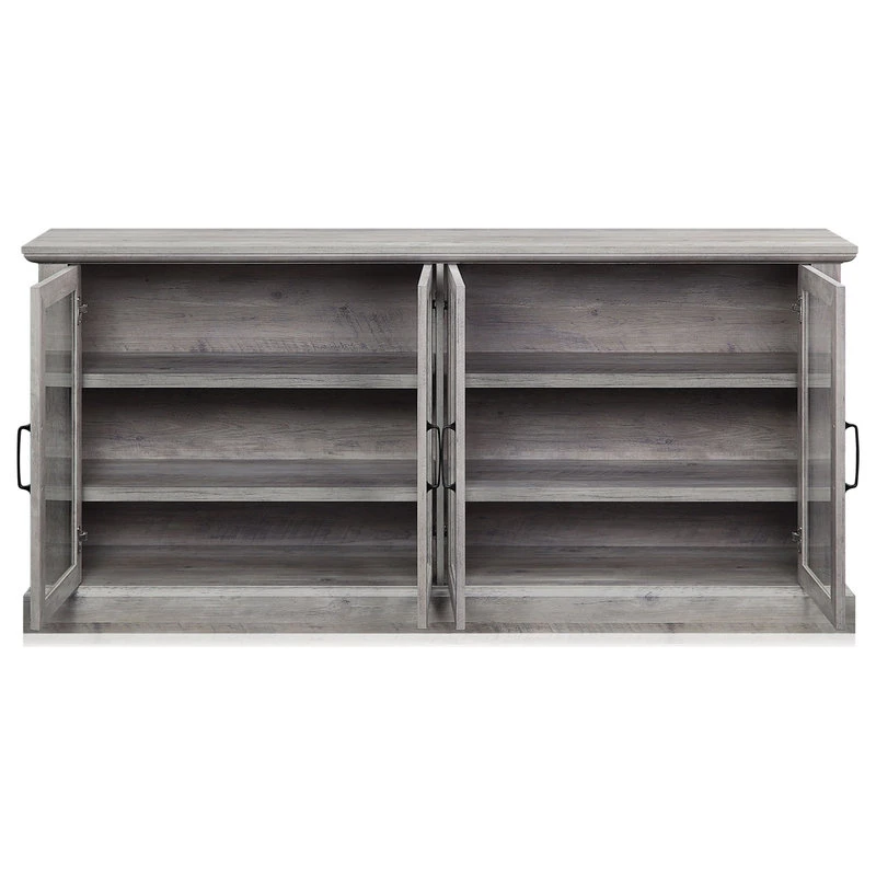 Belleze 70" Rustic Wood Sideboard Stand 4 Doors Buffet Cabinet, Gray Wash 3 Belleze 70" Rustic Wood Sideboard Stand 4 Doors Buffet Cabinet, Gray Wash - Image 3