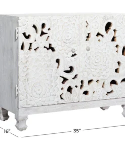 Brimfield & May Mediterranean Rectangular White Wooden Floral Cabinet, 30.25" X 35.44" X 16" -Palace-shop 4d61c0ed00523986 8054 w800 h800 b1 p0