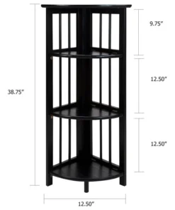 Casual Home 3-Shelf Corner Folding Bookcase, Black -Palace-shop 4da1427e087826c1 8225 w800 h800 b1 p0