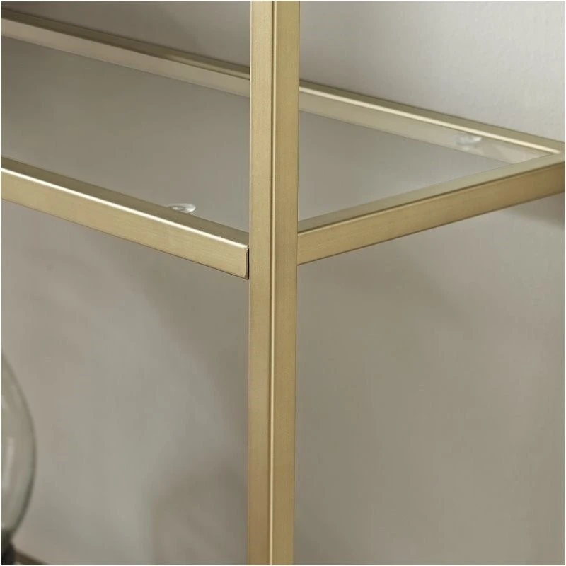 Pemberly Row Glass Bookcase In Antique Gold 4 Pemberly Row Glass Bookcase In Antique Gold - Image 4