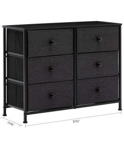 Duhome Elegant Lifestyle 6 Fabric Drawers Steel Frame Double Dresser, Black -Palace-shop 4dd1729702f1d998 8495 w800 h800 b1 p0