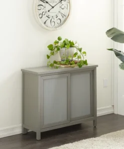 Brimfield & May Rectangular Gray Wood Cabinet With Textured Patterned Sliding Door, 38"x31" -Palace-shop 4e7152580f88d502 2135 w800 h800 b0 p0