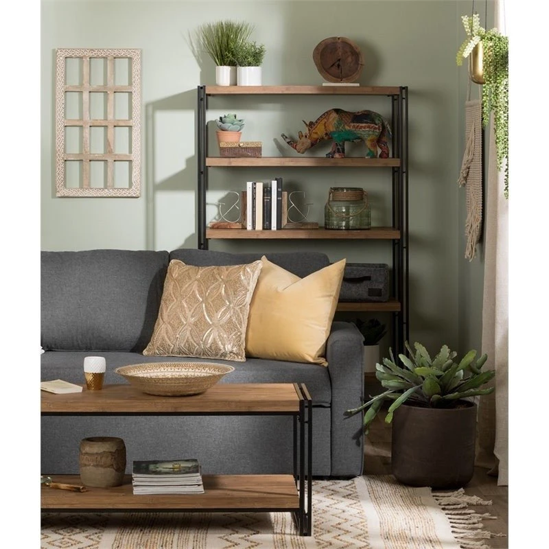 South Shore Furniture South Shore Gimetri 4 Shelf Bookcase In Rustic Bamboo 4 South Shore Furniture South Shore Gimetri 4 Shelf Bookcase In Rustic Bamboo - Image 4