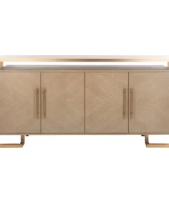 Safavieh Claire 4-Door Buffet, Weathered Oak/Brass