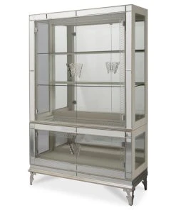 Michael Amini Hollywood Swank Curio Cabinet With Glass Doors - Pearl Caviar