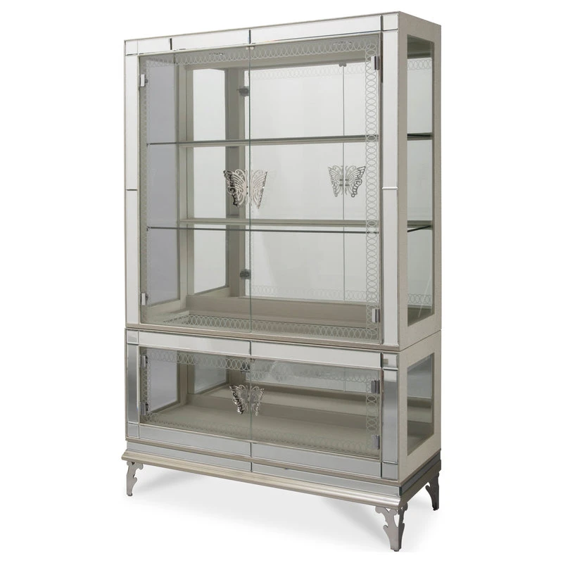 Michael Amini Hollywood Swank Curio Cabinet With Glass Doors - Pearl Caviar 1 Michael Amini Hollywood Swank Curio Cabinet With Glass Doors - Pearl Caviar
