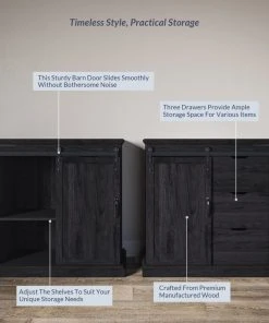 Belleze Buffet Table With Sliding Barn Door, Three Drawers & Two Shelves, Rustic Gray 9 Belleze Buffet Table With Sliding Barn Door, Three Drawers & Two Shelves, Rustic Gray -Palace-shop 52919b7802a30d3c 7450 w800 h800 b0 p0