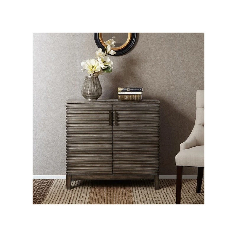 Olliix Madison Park Distressed Rustic 2-Door Accent Chest, Antique Grey 2 Olliix Madison Park Distressed Rustic 2-Door Accent Chest, Antique Grey - Image 2