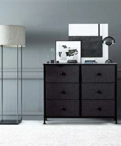 Duhome Elegant Lifestyle 6 Fabric Drawers Steel Frame Double Dresser, Black -Palace-shop 5371bab802f1d9a5 8495 w800 h800 b0 p0